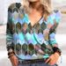 Aria Basics Aria Basics 2022 New European And American Fashion Bestseller Street Style Women's Top Geometric Print Zipper Long Sleeve_ecoleips.com