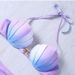 European American Style Bikini Swimsuit Top Gradient Shell Solid Color Push Up Design Hard Cup Women's Sexy Vacation Bikini_ecoleips.com