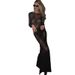 Women's Long Sleeve Lace Dress See Through Slim Fit Backless Round Neck Summer New Sexy_ecoleips.com
