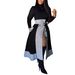 Women's Clothing S10608 popular slim-fit long-sleeved small turtleneck Plaid split midi dress two-piece set_ecoleips.com
