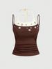 Women's Faux Two Piece Tie Waist Metallic Vest Summer Top Y2K Fashion Street Style European American New Accessory_ecoleips.com
