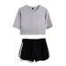 Women's Clothing Summer Dance Costume Set Navel Exposed Short Sleeved T Shirt Solid Color Shorts Set_ecoleips.com