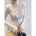French-style Lace-up Bow V-neck Long-sleeve Women's T-shirt, 2026 Summer New Slim-fit Exquisite Lace Top_ecoleips.com