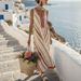 Women's Sleeveless V-Neck Striped Maxi Dress Flowy Beach Coverup Summer Vacation Dress 3 Color Options_ecoleips.com