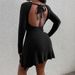WG102 European And American Cross-border Solid Color Long-sleeve Knitted Fashion Backless High-waisted Tie Sexy_ecoleips.com