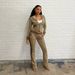 European And American Pocket Frayed Hooded Street Style Slim Fit Sports Set Zipper Sweatshirt + Low Waist Flared Pants_ecoleips.com