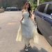 French-style Gentle Camisole For Women, Summer High-end Sweet First-love Temperament, Ruffled Waist-cinching Fairy Dress_ecoleips.com