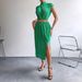Women's Style Two Piece Skirt Set Sleeveless Fitted Top Sexy Summer Outfit With Side Slit_ecoleips.com