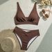 Aria Basics New Cross-border Thin Deep V 2025 Solid Color Sexy Bikini Hot Girl Two-piece Swimsuit Set In European And American Style_ecoleips.com