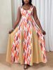 Plus-size Elegant Dress, Fitted Waist And Slimming Square Neck Sleeveless Long Dress, Summer Sleeveless A-line Full Skirt Slimming Dress, Suitable For Daily Commuting, Casual Vacation, And Dates._ecoleips.com