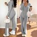 Women's Clothing Slim Fit Pant Set Casual Zipper Top And Pants Comfortable Autumn Winter Outfit_ecoleips.com