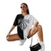 Spring European And American Loose Color Matching T Shirt T Shirt Female Digital Printing_ecoleips.com