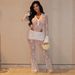 Women's Clothing Sheer Lace Jumpsuit & Blazer Set – Long Sleeve Mesh Bodysuit With Flared Sleeves (5 Sizes, Poly-Spandex Blend, Russian-Inspired)_ecoleips.com