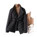 Women's Clothing Women's Slimming Belted Quilted Coat With Lapel Collar - Lightweight Winter Jacket In Black, Khaki, Coffee Brown_ecoleips.com