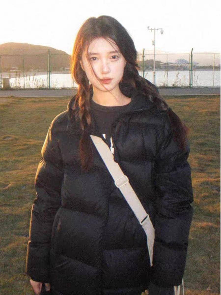 girl Short Down Jacket For Petite Women, Winter Thickened Student Puffer Jacket, Couple Style Cotton Coat_ecoleips.com