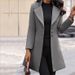 Long Lapel Slim Solid Color Slim Women's Woolen Coat Coat_ecoleips.com