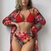 Women's Clothing Printed Bikini Swimsuit Women's Three Piece Suit_ecoleips.com