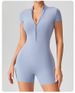 Women's Nude Half Zipper Bodysuit Short Sleeve Sports Fitness Yoga Clothes Dance One Piece Hip Lifting Running Tights_ecoleips.com