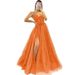 Elegant Slit Long Evening Dress With Spaghetti Straps For Banquet, Party & Hosting – A-Line Silhouette, Polyester Chiffon, Plus Size Available_ecoleips.com