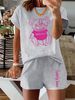 Women’s 2 Piece Outfit Set – Oversized Graphic T-Shirt And Biker Shorts Matching Set, Casual Summer Lounge Tracksuit For Daily Wear-309_ecoleips.com