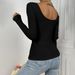 Voya Women's New Stock Slim Fit Waist Cinched Chicken Heart Collar Knitted Long Sleeved T-shirt Commuting Top_ecoleips.com