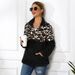Women's Reversible Fleece Zip-Up Hoodie With Leopard Print & Camouflage, Cozy Pullover Sweatshirt For Winter, Casual Loungewear_ecoleips.com