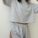 Aria Basics Aria Basics 2024 European And American Autumn Knitted Striped Pajamas Loose Short Sleeve Shorts Set Fashion Cross-Border Outdoor_ecoleips.com