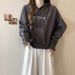 American-style Real-shot Buttoned Cuff Hooded Pullover Short Sweatshirt Women, Loose Lightweight, Suitable For Spring_ecoleips.com