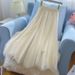 New High Waist Mesh Pleated Skirt Women's A Line Umbrella Midi Skirt Fashion Trend_ecoleips.com
