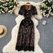 Women's Clothing High-end Lace Dress Spring And Summer New Design V-neck Slimming Elegant Celebrity Ladies Little Black Dress_ecoleips.com