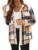 Plaid Collared Jacket – Casual Long-Sleeve Coat For Women | Color-Blocking Design (Multiple Shades)_ecoleips.com