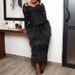 Women's Elegant Lace Long Sleeve Wrap Bust Dress | Fringe Detail & High Waist Office-to-Evening Gown (Black, S-4XL)_ecoleips.com