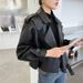 Women's Genuine Sheepskin Leather Jacket – Oversized Biker Style, Wrinkle-Resistant Short Coat For Casual & Office Wear (Black/Green/Red/Orange)_ecoleips.com