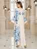 Women's Long Robe Fashion Print Beaded Rhinestone Dress, Elegant Evening Gown, Stylish Long Skirt, Perfect For Special Occasions_ecoleips.com