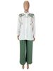 Women's Fashion Casual Printed Two Piece Set Long Sleeved Trousers Single Breasted Loose Fit_ecoleips.com