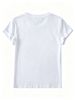 Women's Minimalist Logo Print White T-Shirt, Casual Crew Neck Short Sleeve, Loose Fit Cotton Tee For Daily Wear_ecoleips.com