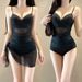 Women's Sheer Mesh One-Piece Swimsuit With Built-In Underwire, Slimming And Push-Up Design For Vacation Photoshoot_ecoleips.com