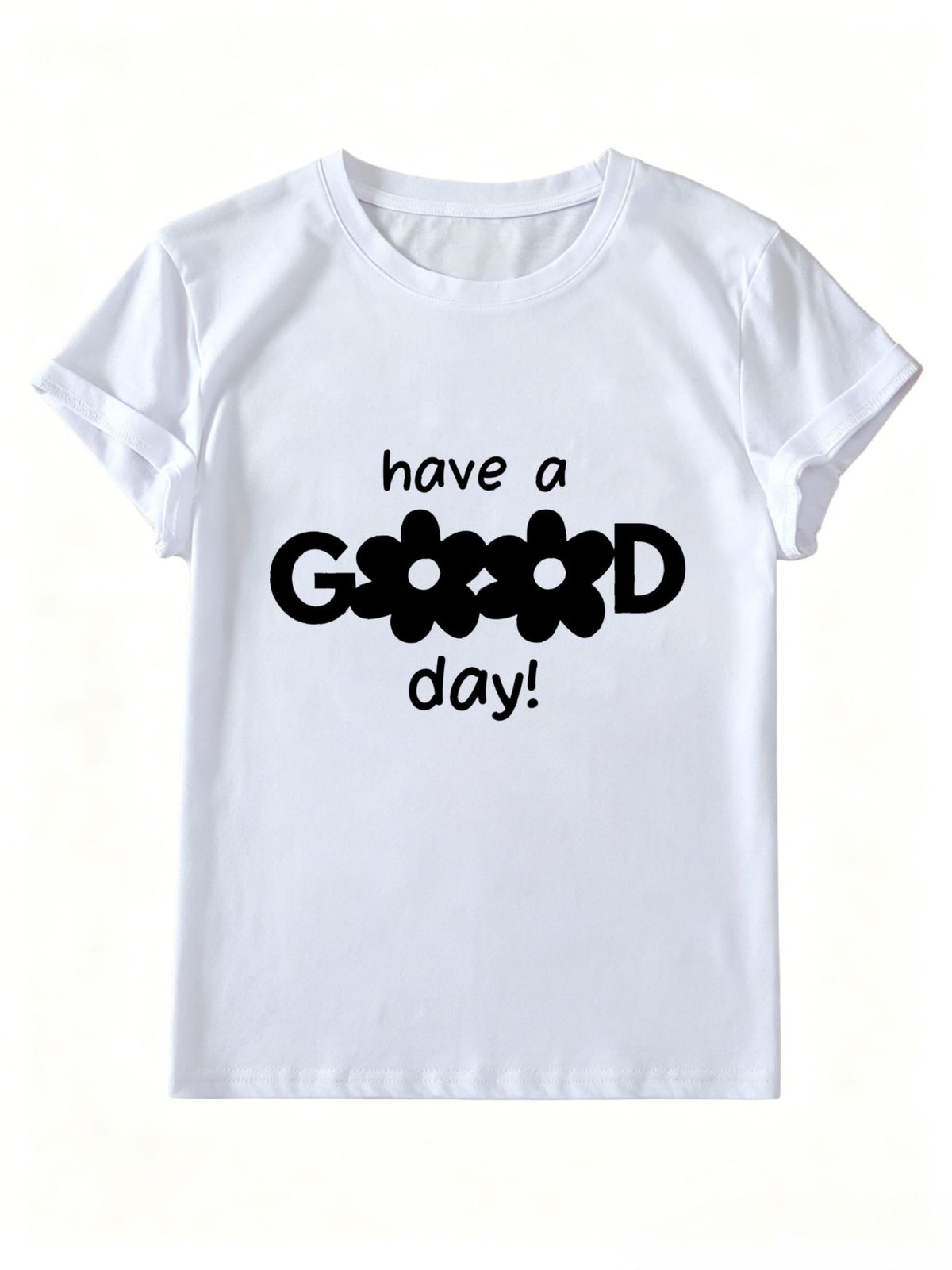Women's Oversized T-Shirt Have A Good Day Floral Letter Slogan Graphic Casual Loose Short Sleeve Top_ecoleips.com