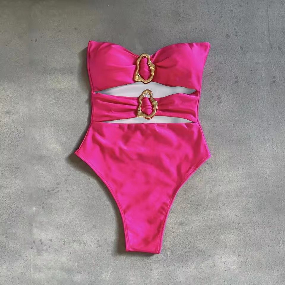Women's Clothing Sexy Cutout One Piece Swimsuit Mesh Hollow Out Bathing Suit For Beach Vacation_ecoleips.com