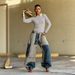 Women's Curved Edge Frayed Hem Jeans Two Tone Color Block Casual Cotton Denim Jeans With Belt Spring/Autumn Summer Collection_ecoleips.com