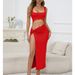 European And American Women's Long 2026 New Model, Strapless, Solid Color, Hollowed-out,_ecoleips.com