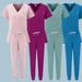 Women's Clothing Split Surgical Overalls V Neck Short Sleeves Female Hospital Scrub Suits Female Operating Room Washing Clothes_ecoleips.com
