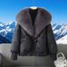 Women's Clothing Short Puffer Jacket With Fox Fur Collar - Cozy Winter Coat, Loose Fit, Zipper Closure, Polyester Blend, Multiple Colors & Sizes_ecoleips.com