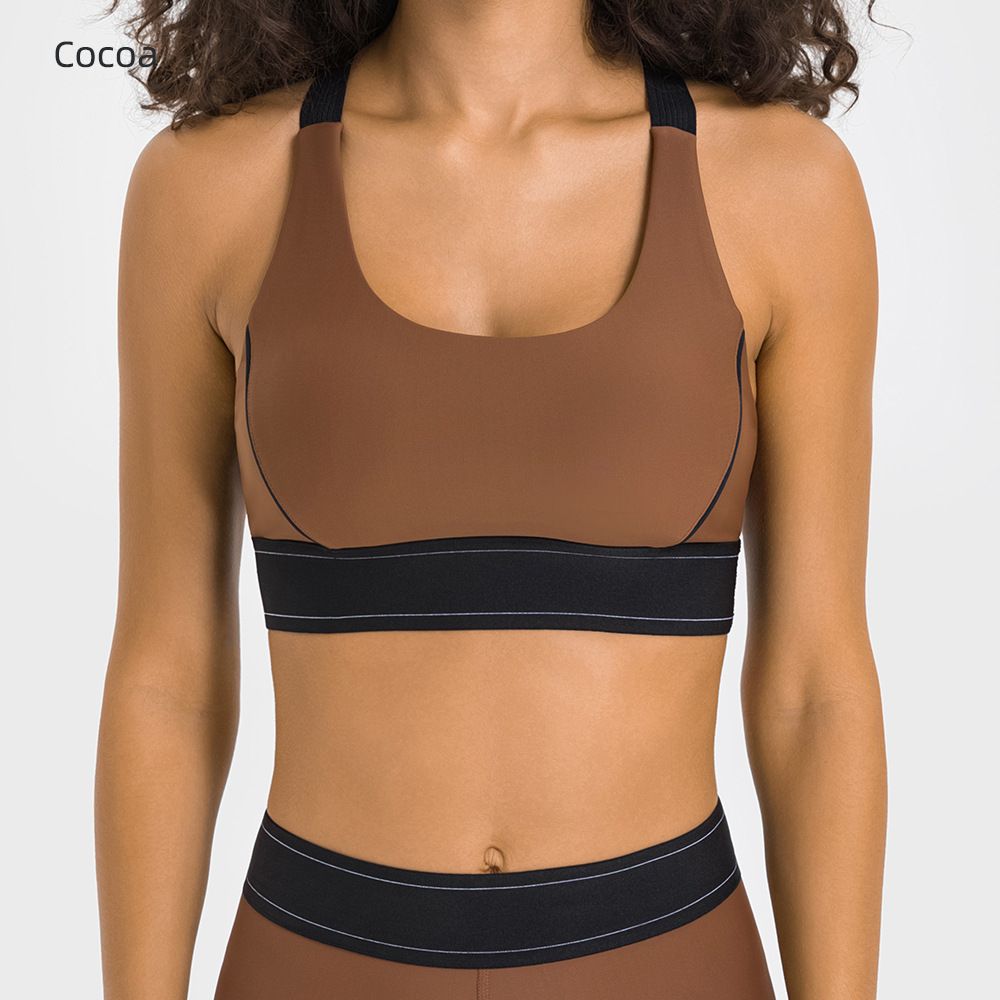 K Personalized Color Blocking Sports Bra For Women, High-strength Shock-absorbing Gathering, Beautiful Back, Fitness Yoga Bra_ecoleips.com