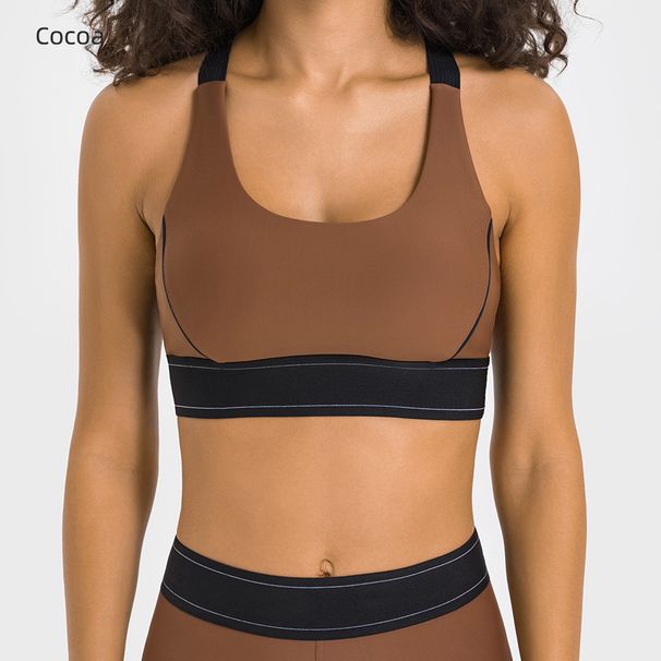 K Personalized Color Blocking Sports Bra For Women, High-strength Shock-absorbing Gathering, Beautiful Back, Fitness Yoga Bra_ecoleips.com