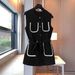 Women's Clothing Fashionable Elegant Stitching Slim Waist Contrast Color Sleeveless Vest_ecoleips.com