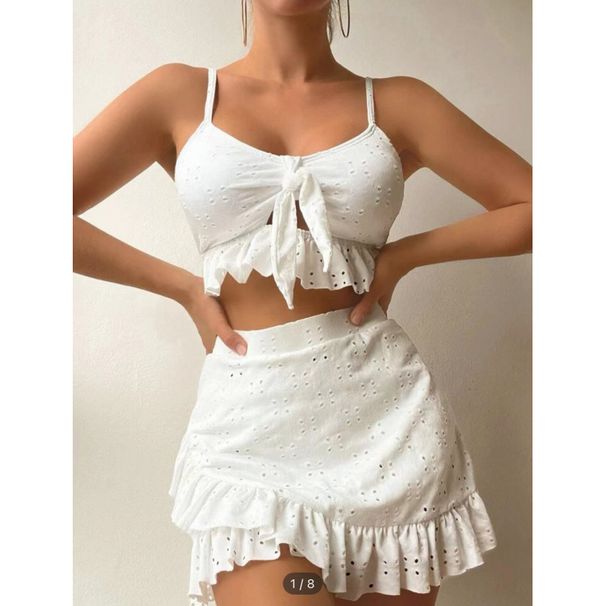 Women’s 3-Piece High-Waist Bikini Set – Modest Coverage & Push-Up Padding | Polyester/Spandex Swimwear (Black/White/Purple/Pink, S-XL)_ecoleips.com