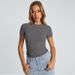 Aria Basics Aria Basics 2025 New Cross-Border Product: European And American Women's Fashion, Solid Color Top, Short-Sleeve Round Neck_ecoleips.com