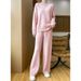 Women's Autumn-Winter Two-Piece : Australian Wool Round-Neck Loose Stylish Sweater And Straight-Leg Pants Thick Knit_ecoleips.com