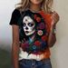 Mexican Day Of The Dead Women's T Shirt 3D Print Rose Catrina Goddess O-Neck Short Sleeve Tees Streetwear Y2k Clothing For Girls_ecoleips.com
